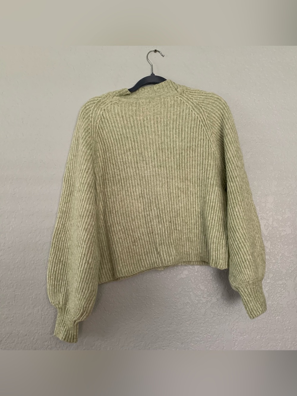 Mango Light Sage Ribbed V-Neck Button Cardigan - Picture 3 of 6